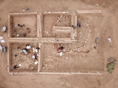 UAV-Foto der Hügel 3 und 4 auf Lehrgrabung in Simmelsdorf-St. Helena